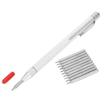 1 buc Scrib Pen 10buc Înlocuire Sfaturi Carbură de 14cm Argint markerul De Gravură Tablă din Oțel Inoxidabil, Sticlă Ceramică