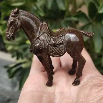 Bronz antic de colectare bronz Antic mici Tang cal cal cu șa ponei mici cal de bronz ocupa bucată calul Tang