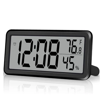 Ceas Digital de Alarmă Ceas de Birou cu Baterii LCD Ceas Electronic Decoratiuni pentru Dormitor, Bucătărie, Birou - Negru