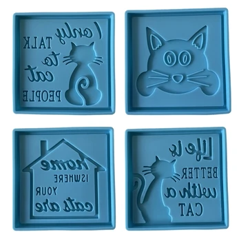 Glossy Lucios Pătrat pentru Pisica Tag Mucegai Silicon pentru DIY Epoxidice Ambarcațiuni de Companie Net Decor Bagaje Tag-ul Face Crafting Proiect