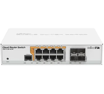 MikroTik CRS112-8P-4-ÎN 4 SFS Gigabit ROS prin cablu Poe routing switch desktop
