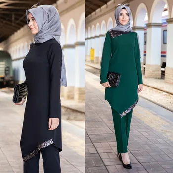 Ramadan Maroc Turkis Musulman Moda Femeilor Arabe Set Nou Sequin Rochie din Două Piese Hui Banchet Rochie Arabe Rochie Orientul Mijlociu Rochie