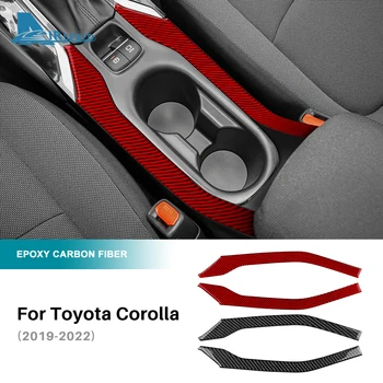 Real Moale Fibra de Carbon Autocolant Pentru Toyota Corolla 2019 2020 2021 2022 Mașină de Cana de Apa Rama Decor Benzi Panoul LHD RHD Tapiterie