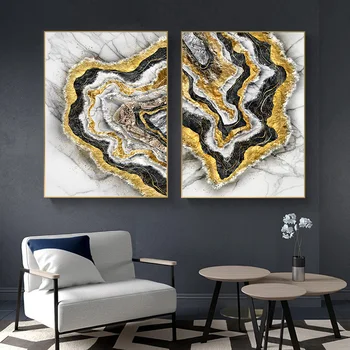 Rezumat Marmură, Poster de Perete de Arta Canvas Tablou Modern Abstract Aurie Strălucitoare de Marmură Imagine Decor Acasă de Imprimare pentru Camera de zi